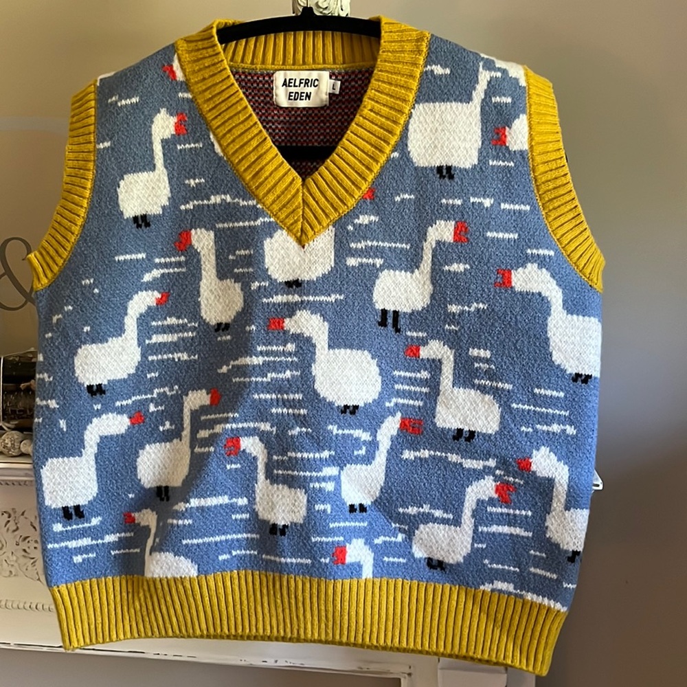 Aelfric Eden Blue and Yellow Women's Sweater Duck Vest